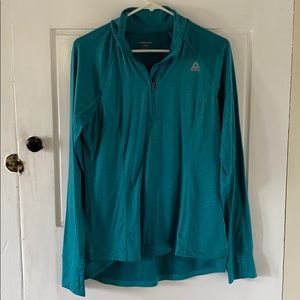Teal Green Reebok 1/4 Zip Long Sleeve Top Large